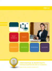 Omslag van het leerwerkboek voor 'Mbo: Travel, Leisure & Hospitality' met de titel 'Frontoffice & Hospitality: Productontwikkeling en promotie'