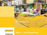 Omslag van het leerwerkboek met de titel 'Maatwerk Jumbo Academy - Hospitality'