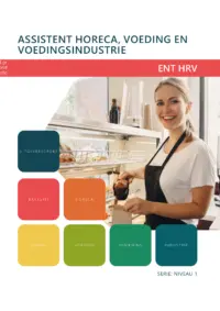 Omslag van het leerwerkboek voor 'Mbo: Entree-opleidingen' met de titel 'Assistent horeca, voeding en voedingsindustrie'