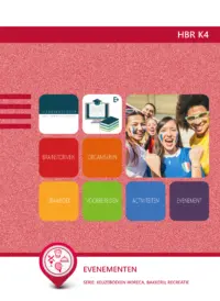 Omslag van het leerwerkboek voor 'Vmbo: Horeca, bakkerij en recreatie' met de titel 'Evenementen'