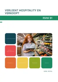 Omslag van het leerwerkboek voor 'Mbo: Retail' met de titel 'Verleent hospitality en verkoopt'