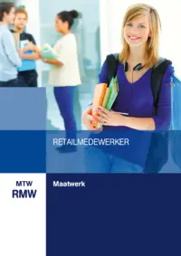 Omslag van het leerwerkboek voor 'Maatwerk' met de titel 'Maatwerk Retailmedewerker'