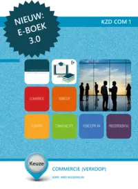 Omslag van het leerwerkboek voor 'Mbo: Keuzedelen' met de titel 'Keuzedeel - Commercie (verkoop)'