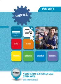 Omslag van het leerwerkboek voor 'Mbo: Keuzedelen' met de titel 'Keuzedeel - Assisteren bij beheer van gebouwen'