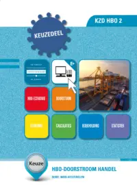 Omslag van het leerwerkboek voor 'Mbo: Keuzedelen' met de titel 'Keuzedeel - HBO doorstroom handel'
