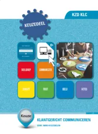 Omslag van het leerwerkboek voor 'Mbo: Keuzedelen' met de titel 'Keuzedeel - Klantgericht communiceren'