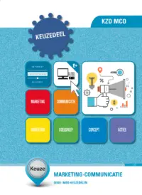 Omslag van het leerwerkboek voor 'Mbo: Keuzedelen' met de titel 'Keuzedeel - Marketing-communicatie'