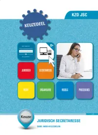 Omslag van het leerwerkboek voor 'Mbo: Keuzedelen' met de titel 'Keuzedeel - Juridische secretaresse'