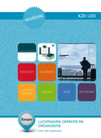 Omslag van het leerwerkboek voor 'Mbo: Keuzedelen' met de titel 'Keuzedeel - Luchthaven operatie en organisatie'