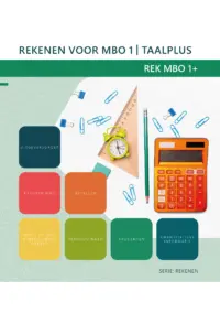 Omslag van het leerwerkboek voor 'Generieke vakken' met de titel 'Rekenen voor mbo 1 | TaalPlus'