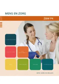 Omslag van de digitale licentie van het leerwerkboek voor 'Vmbo: Zorg & Welzijn' met de titel 'E-Licentie: Mens en Zorg'