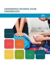 Omslag van het leerwerkboek met de titel 'Zwemmend redden voor zwembaden'