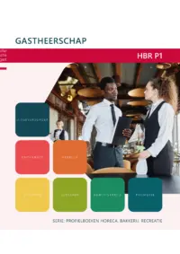 Omslag van het leerwerkboek voor 'Vmbo: Horeca, bakkerij en recreatie' met de titel 'Gastheerschap'