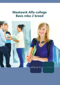 Omslag van het leerwerkboek voor 'Maatwerk' met de titel 'Maatwerk Alfa-college: Basis mbo 2 breed'