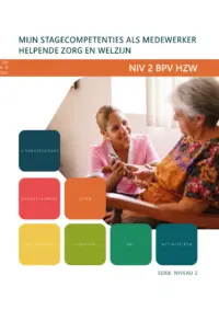 Omslag van het leerwerkboek voor 'Mbo: Niveau 2 breed' met de titel 'Mijn stagecompetenties als medewerker helpende zorg en welzijn'