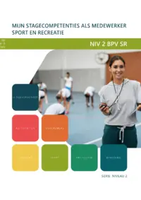 Omslag van het leerwerkboek voor 'Mbo: Niveau 2 breed' met de titel 'Mijn stagecompetenties als medewerker sport en recreatie'