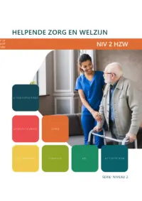 Omslag van het leerwerkboek voor 'Mbo: Dienstverlening (niveau 2)' met de titel 'Helpende zorg en welzijn'