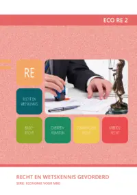 Omslag van het leerwerkboek voor 'Mbo: Economie' met de titel 'Recht en wetskennis gevorderd'