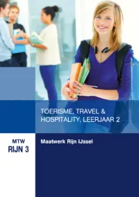 Omslag van het leerwerkboek voor 'Maatwerk' met de titel 'Maatwerk Rijnijssel: Toerisme, Travel & Hospitality, leerjaar 2'