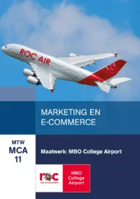 Omslag van het leerwerkboek voor 'Maatwerk' met de titel 'Maatwerk MBO College Airport: Marketing en e-commerce'
