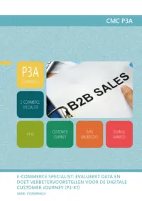 Omslag van het leerwerkboek voor 'Mbo: Commercie' met de titel 'Evalueert data en doet verbetervoorstellen voor de digitale customer journey'