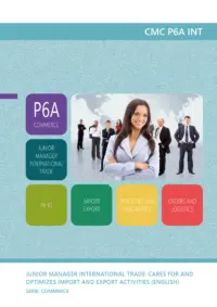 Omslag van het leerwerkboek voor 'Mbo: Commercie' met de titel 'Cares for and optimizes import and export activities'