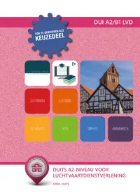 Omslag van het leerwerkboek voor 'Mbo: Dienstverlening in de luchtvaart' met de titel 'Duits A2/B1-niveau voor luchtvaartdienstverlening'