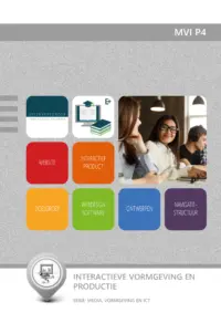 Omslag van het leerwerkboek voor 'Vmbo: Media, vormgeving & ICT' met de titel 'Interactieve vormgeving en productie'