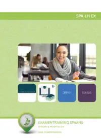 Omslag van het leerwerkboek voor 'Mbo: Travel, Leisure & Hospitality' met de titel 'Examentraining Spaans Manager Leisure & Hospitality'
