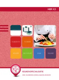 Omslag van het leerwerkboek voor 'Vmbo: Horeca, bakkerij en recreatie' met de titel 'Keukenspecialisatie'