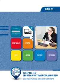 Omslag van het leerwerkboek met de titel 'Receptie- en secretariaatswerkzaamheden'