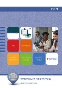 Omslag van het leerwerkboek voor 'Mbo: Facilitair leidinggeven' met de titel 'Praktijksoftware FMIS: TOPdesk'
