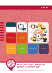 Omslag van de digitale licentie van het leerwerkboek voor 'Vmbo: Horeca, bakkerij en recreatie' met de titel 'E-Licentie: Facilitaire dienstverlening, beheer en onderhoud'