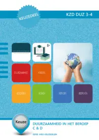 Omslag van het leerwerkboek voor 'Mbo: Keuzedelen' met de titel 'Keuzedeel - Duurzaamheid in het beroep C en D (niveau 3-4)'