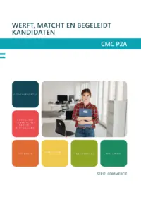 Omslag van het leerwerkboek voor 'Mbo: Commercie' met de titel 'Werft, matcht en begeleidt kandidaten'