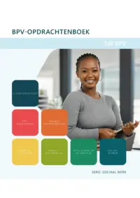 Omslag van het leerwerkboek voor 'Mbo: Sociaal werk' met de titel 'Sociaal werk: Bpv-opdrachtenboek'