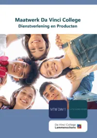 Omslag van het leerwerkboek voor 'Maatwerk' met de titel 'Maatwerk Da Vinci College: Dienstverlening en producten'