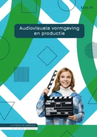 Omslag van het leerwerkboek voor 'Vmbo: Media, vormgeving & ICT' met de titel 'Audiovisuele vormgeving en productie'