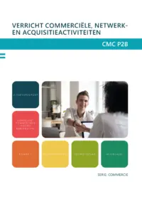 Omslag van het leerwerkboek voor 'Mbo: Commercie' met de titel 'Verricht commerciele netwerk- en acquisitieactiviteiten'
