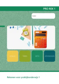 Omslag van het leerwerkboek voor 'Praktijkonderwijs' met de titel 'Rekenen voor praktijkonderwijs 1'