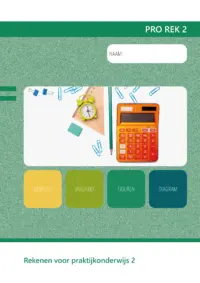 Omslag van het leerwerkboek voor 'Praktijkonderwijs' met de titel 'Rekenen voor praktijkonderwijs, leerjaar 2'