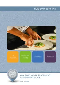 Omslag van het leerwerkboek voor 'Mbo: Keuken' met de titel 'KOK ZWK: Work placement assignment book'