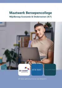 Omslag van het leerwerkboek voor 'Maatwerk' met de titel 'Maatwerk Beroepencollege: MijnBeroep Economie & Ondernemen (ICT)'