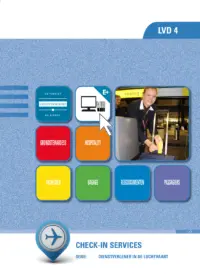 Omslag van de digitale licentie van het leerwerkboek voor 'Mbo: Dienstverlening in de luchtvaart' met de titel 'E-Licentie: Check-in services'