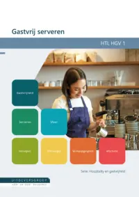 Omslag van het leerwerkboek voor 'Mbo: Bediening' met de titel 'Gastvrij serveren'