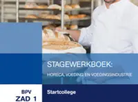 Omslag van het boek met de titel 'Stagepraktijkboek: Horeca, voeding en voedingsindustrie'