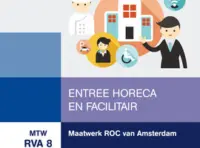 Omslag van het leerwerkboek met de titel 'Maatwerk ROC van Amsterdam, Entree Horeca en Facilitair'