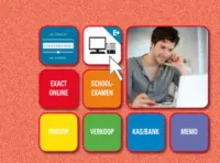 Omslag van het leerwerkboek met de titel 'Exact Online voor VMBO E&O'