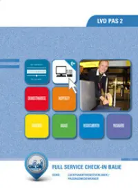 Omslag van het leerwerkboek voor 'Mbo: Dienstverlening in de luchtvaart' met de titel 'Full service check-in balie'
