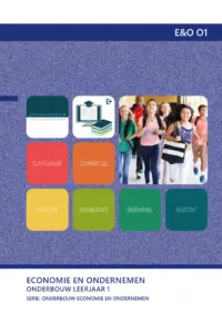Omslag van de digitale licentie van het leerwerkboek voor 'Vmbo: Economie & ondernemen' met de titel 'E-Licentie: Economie en ondernemen, onderbouw leerjaar 1'